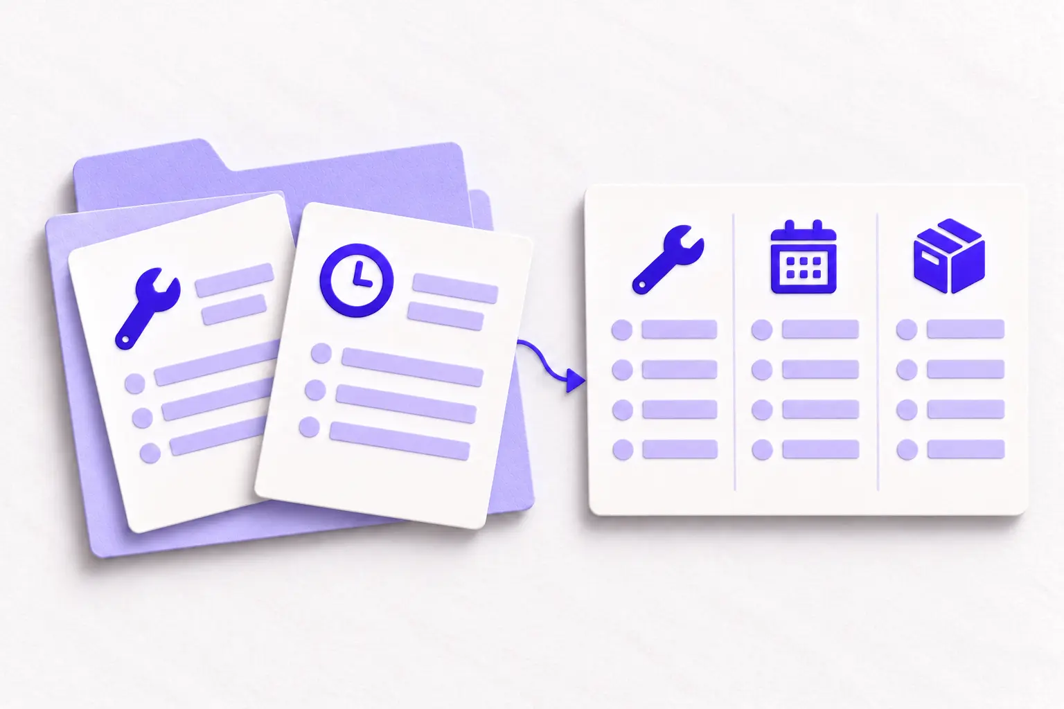 Paper maintenance and timing records brought together to compare repair, rental and replacement options.